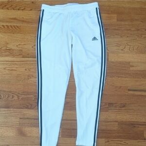 Adidas White Track Pants with Black Stripes